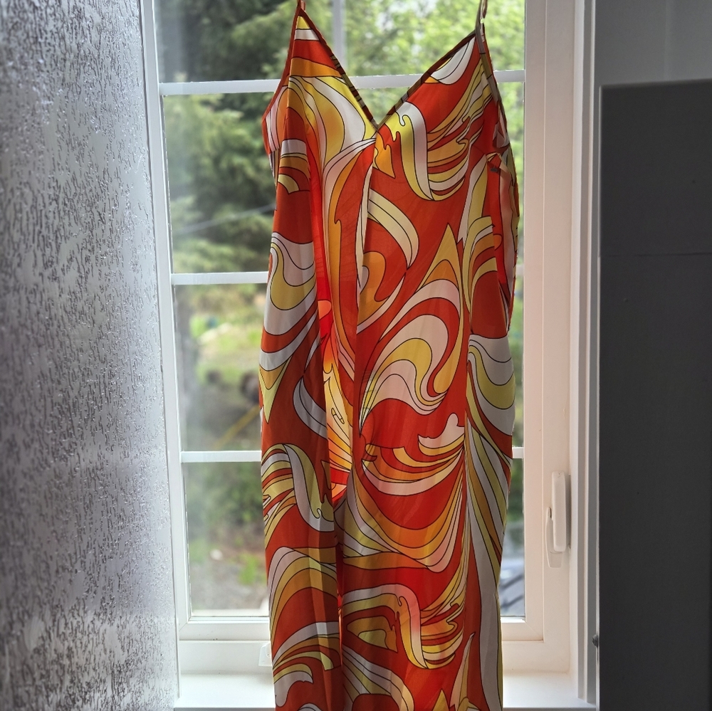 Vibrant Orange and Yellow Wide Leg Pants with Dynamic Flair